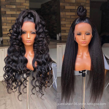 Wig Vendor Kink Straight Virgin Cuticle Aligned Brazilian Hair 360 Frontal Braided Transparent Lace wigs for Black Women